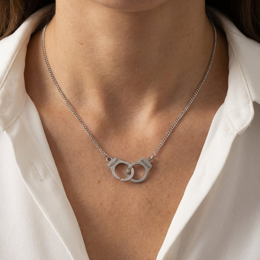 Collier long double anneau vintage en acier inoxydable