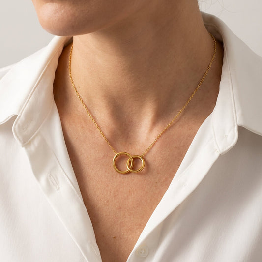 Collier anneaux entrelacés dorés