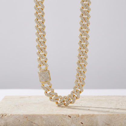 Collier grosse maille cubain à maillons sertis