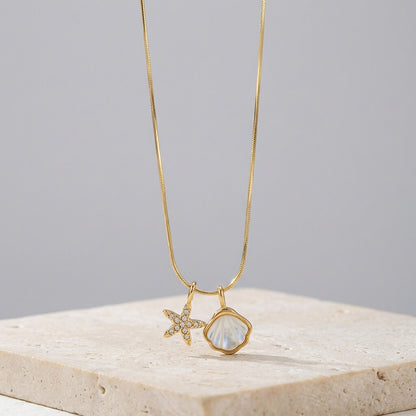 Collier étoile de mer nacrée au zircon