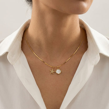 Collier étoile de mer nacrée au zircon