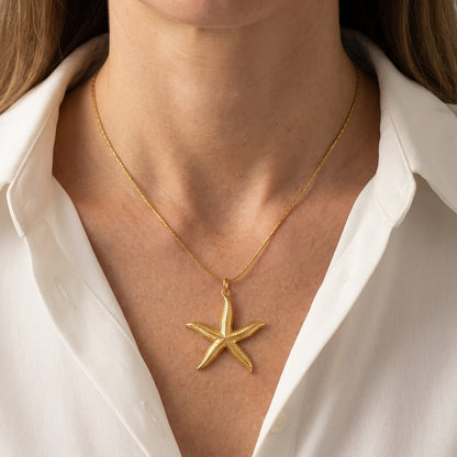 Collier étoile de mer doré en acier inoxydable