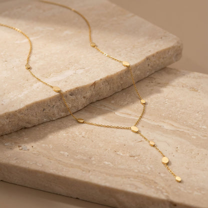 Collier sautoir Y doré perles délicates