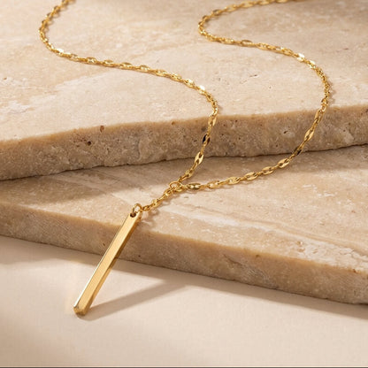 Collier sautoir Y plaqué or barre verticale