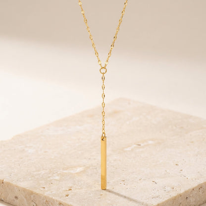 Collier sautoir Y plaqué or barre verticale